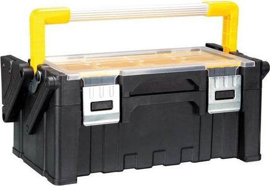 Perel Gereedschapsorganizer - 2 niveaus - Zwart/Geel - 45.5 x 24 x 20 cm