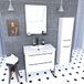 Aurlane Badkamermeubelset 80x50 cm Wit - 2 Lades - Witte Wastafel + Mat Zwarte Spiegel