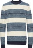 Blend Trui Blauw Gestreept Ronde Hals Lange Mouw Aansluitend Polyester Herfst/Winter 2024 Mannen S