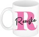 Bellatio Decorations Naam mok Renske - roze - wit - keramiek - 300 ml - cadeau beker