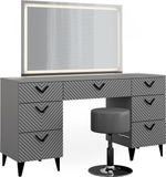Vicco Anett Kaptafel set met kruk – 150 cm met LED-spiegel en krukje Grijs