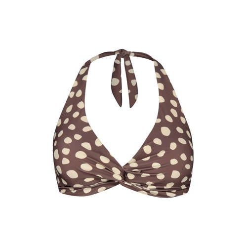 Barts voorgevormde halter bikinitop Dauna bruin/ecru