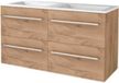 Basic Line Start 46 Badkamermeubelset - 120 x 46 cm - Met Grepen - 4 Lades - Acryl Wastafel - 2 Kraangaten - Whisky Oak