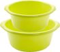 Forte Plastics Voordeelset multifunctionele kunststof ronde teiltjes groen in 2-formaten - 6 en 10 liter inhoud