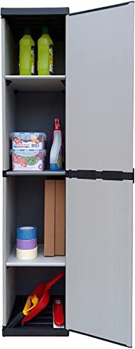 Adventa Kast van hars, 1 deur, met verstelbare planken (binnen/buiten), 34 x 39,5 x 168 cm