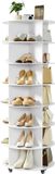 Vevor Schoenenrek/Schoenenkast voor 28 Paar Schoenen (7 Lagen), 360° Draaibaar, Schoenenopbergrek met Wielen, Wit