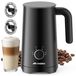 Mousseur à lait électrique, 500W, 300ml, pour mousse de lait chaude et froide, 4 réglages, cappuccino, noir, revêtement antiadhésif