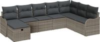 vidaXL Tuinbank Set 8-delig Grijs Poly Rattan