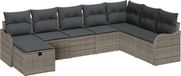 vidaXL Tuinbank Set 8-delig Grijs Poly Rattan