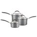 Circulon Scratch Defense Steelpannenset - Inductie Steelpan Set Non Stick met Deksels, 14cm, 16cm & 18cm Vaatwasser & Oven Veilig Kookgerei met Persen Deksels & Gieten Velgen, Graphite Pewter Finish
