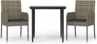 vidaXL 3-delige Tuinset met kussens, polyrattan, zwart en grijs