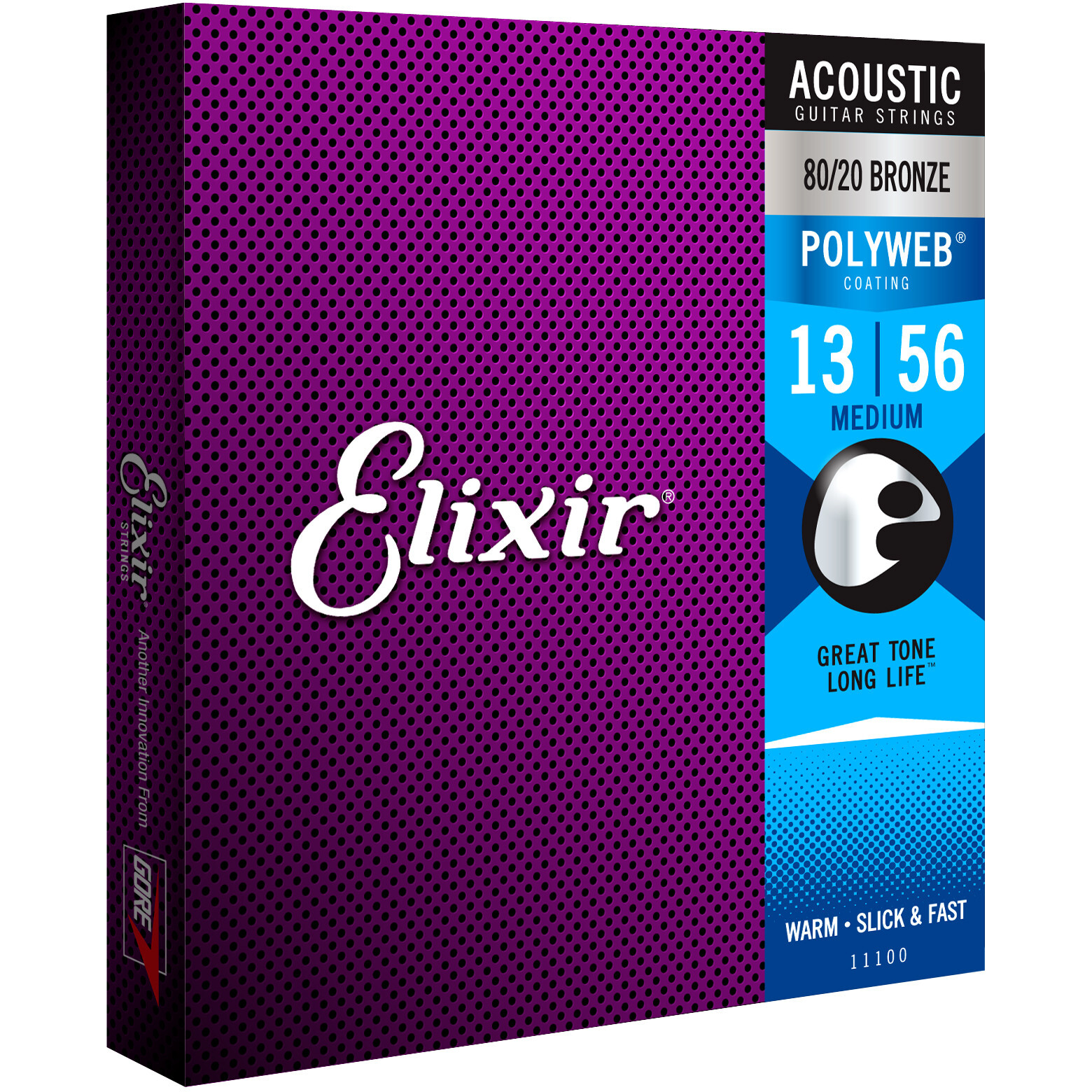 Elixir 11100 Acoustic 80/20 Bronze Polyweb Medium 13-56