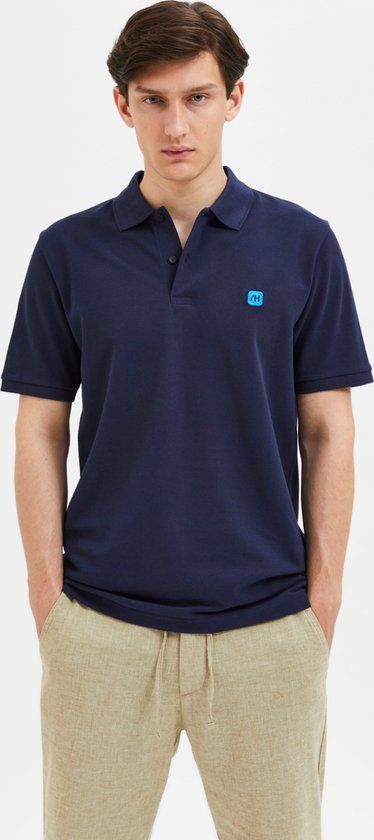 SELECTED HOMME SLHDANTE SS POLO - Navy Blazer - Maat S