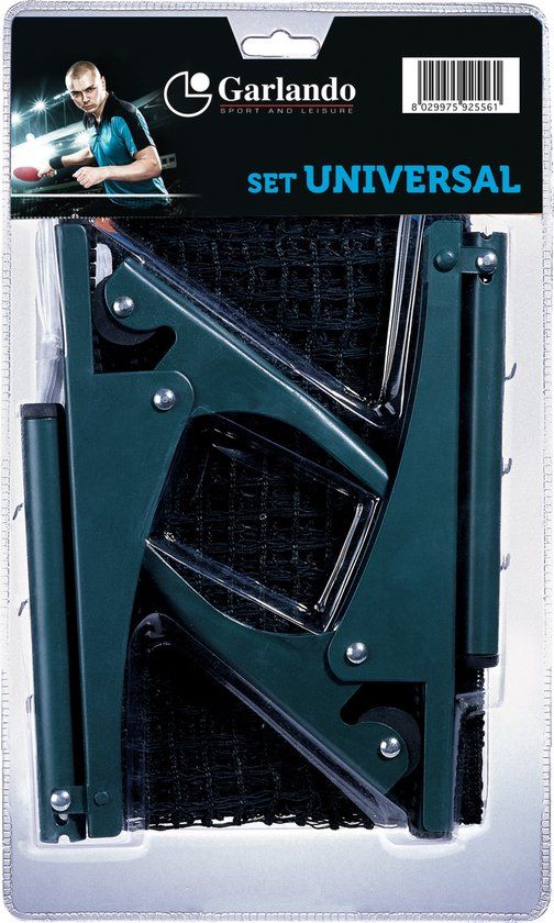 Garlando Universeel Pingpong Net met Clip-on Palen Set - Zwart/Groen