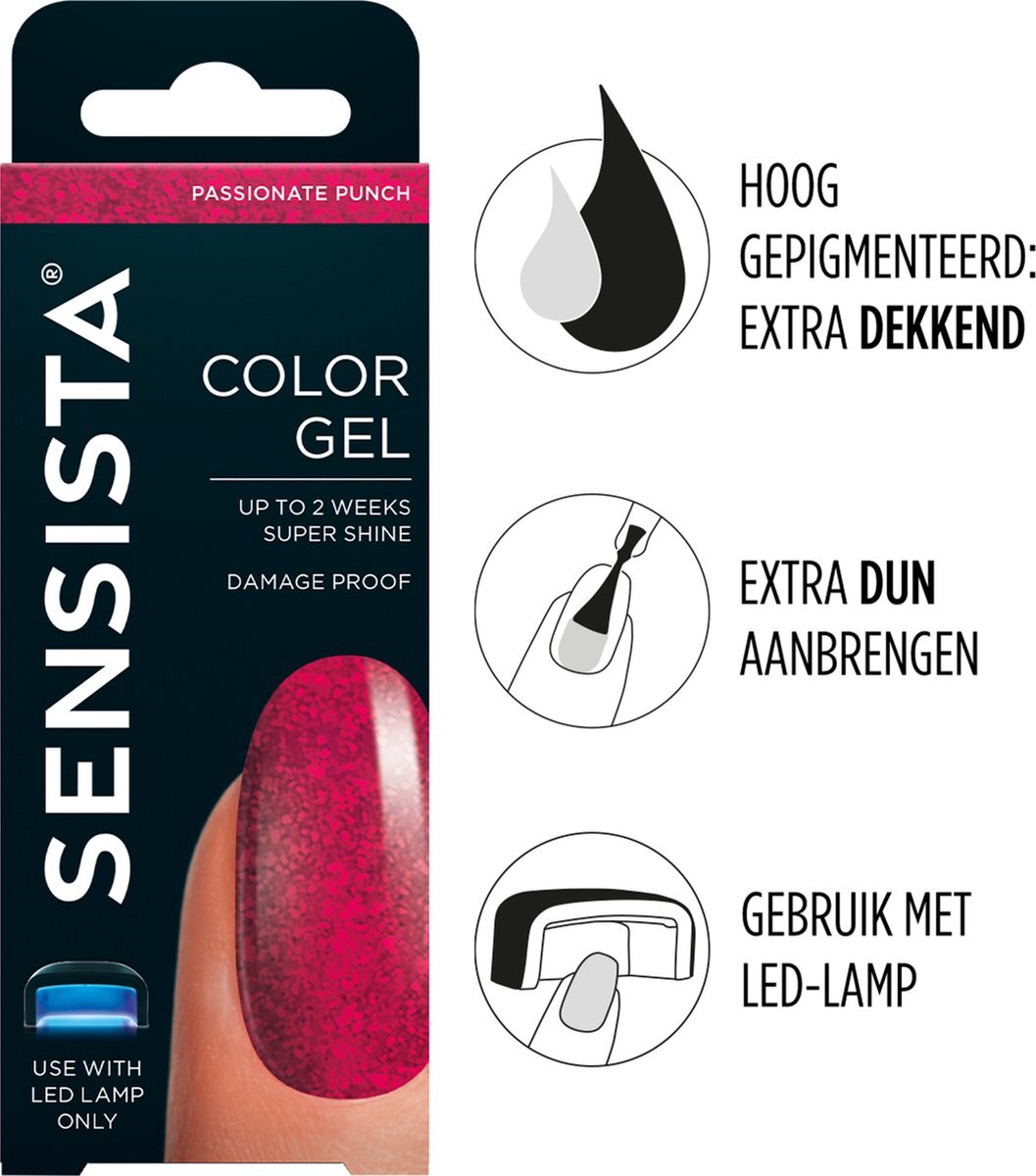 Sensista Color Gel Passionate Punch - Rood/roze glitter