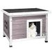 VOUNOT Houten Kattenhuis met Asfaltdak, Kattenhuis Buiten 57 x 45 x 43 cm, Grijs