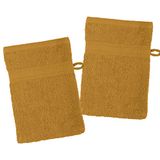 Stof LOVELY CASA - Set van 2 washandjes - Lagune - Curry