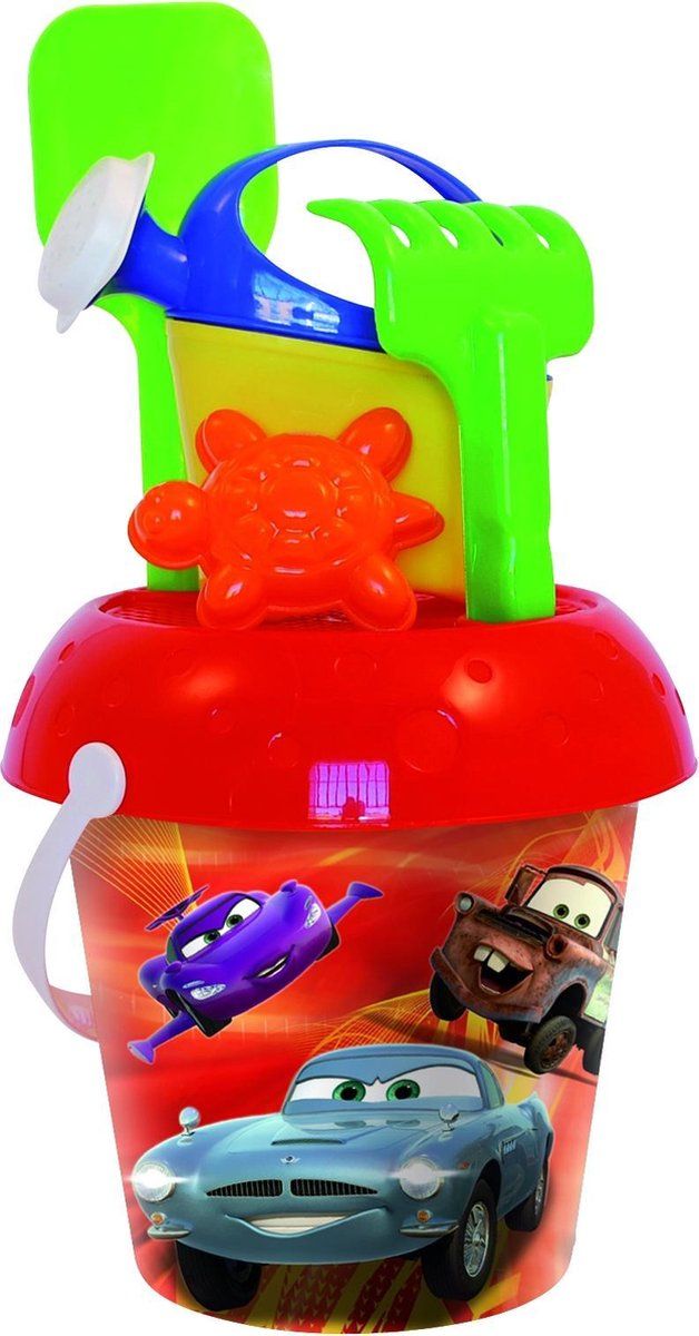 Disney Cars strandemmer/zandbak speelset voor kinderen - Emmertje - Gietertje - Zandvormpjes - Zandbakspeeltjes - Zandspeelset - Strandspeelgoed voor jongens/meisjes
