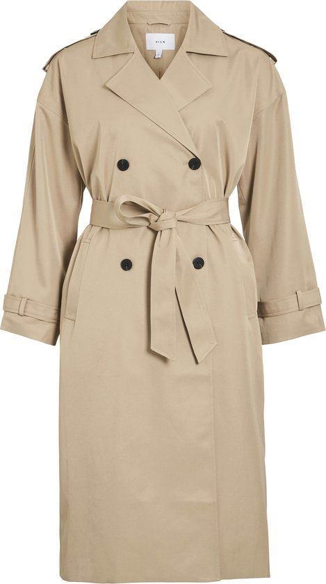 Vila Jas Viaddison L/s Long Trenchcoat - No 14103460 Savannah Tan Dames Maat - 40