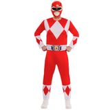Rubies 1001409L000 Volwassen Mighty Morphin Red Ranger Power Fancy Dress, L 44" Borst