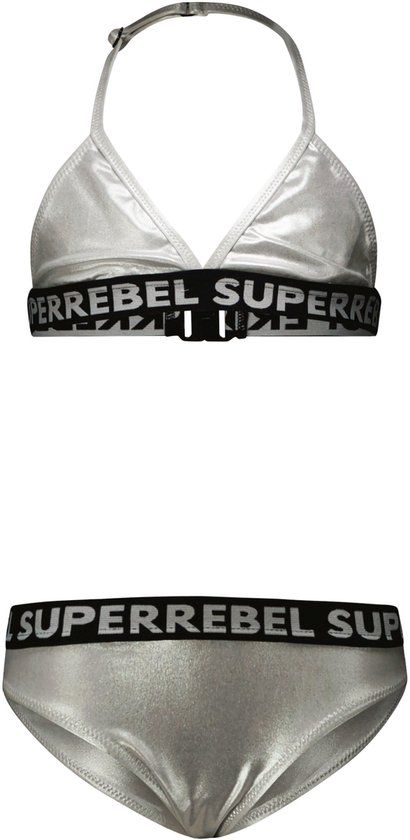 SuperRebel Isla-triangle-bikini silver foil Maat 128