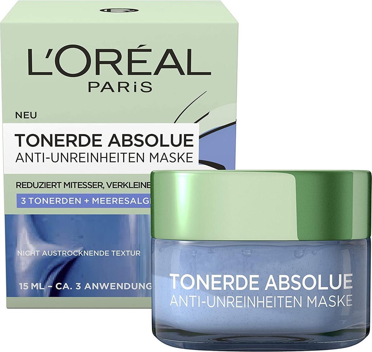 L'Oréal L'OREAL TONERDE ABSOLUE ANTI - UNREINHEITEN MASKE 3 TONERDEN + MEERESALGE NICHT AUSTROCKNENDE TEXTUR 15 ML