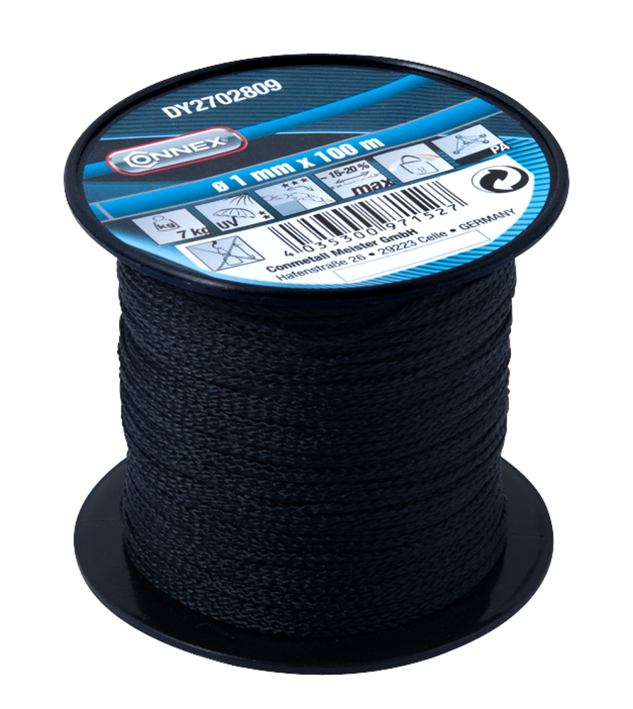Connex Pa Touw Zwart 1Mmx100M - DY2702809