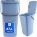 KADAX Afvalemmer met deksel en handvat, plastic afvalemmer voor afvalscheiding, rechthoekige afvalemmer met klapdeksel (blauw, 25 l)