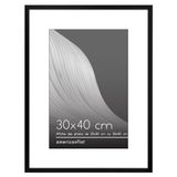Americanflat 30x40 Fotolijst met Gepolijst Kunststofglas – 20x30 Lijst met Passe-Partout of 30x40 Lijst Zonder Passe-Partout – Streamline Collectie – Dunne Fotolijst voor Wandweergave – Zwart