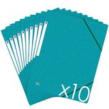 Oxford Topfile+ Kartonnen map, 3 flappen, A4, met elastische sluiting, aqua blauw, 10 stuks