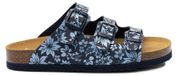 Dr. Brinkmann Pantoufle pour femme avec motif et trois brides avec boucles, taille : 39 EU, couleur : bleu