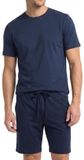 Hanro Heren pyjama Night & Day Korte mouw Effen 100% Katoen deep navy M