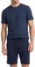 Hanro Heren pyjama Night & Day Korte mouw Effen 100% Katoen deep navy M