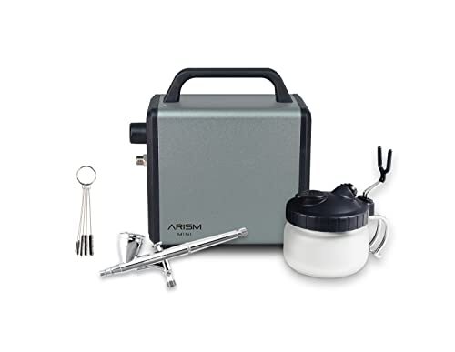 SPARMAX Airbrush Max-3 + compressor ARISM Mini + reinigingsstation SCP-700 + 5 borstelset, chroom, naaldgrootte: 0,3 mm