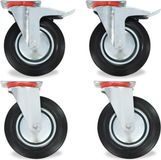 vidaXL - 32 stuks - Wielen - 200 mm - Metaal/Rubber - Zwart - 180 kg