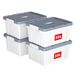 Cetomo 35L x 4 opbergdozen, plastic opbergdoos met deksels, organiserende container met handvat en veilige vergrendelende gespen, stapelbaar, nestbaar, draagtas voor thuiskantoor kleding, 35L-4Pack