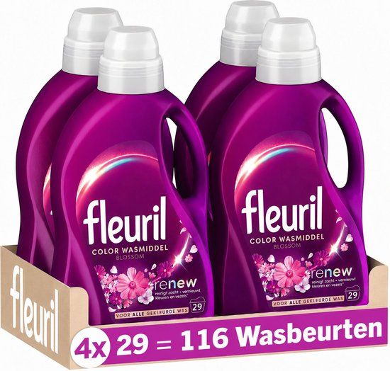 Fleuril Color Blossom Vloeibaar Wasmiddel - Gekleurde Was - Grootverpakking – 4x29 Wasbeurten
