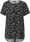 QS s.Oliver QS Blouse Zwart Gebloemd Korte Mouw Viscose 34