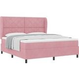 Maison Exclusive - Lit À Ressorts Avec Tête De Lit Rose 200 X 180 Cm Velours