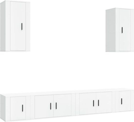 vidaXL 6-delige Tv-meubelset bewerkt hout wit