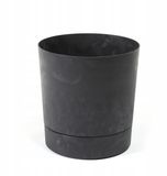 Bloempot Lamela Aura Pot met Schotel - Zwart Beton - Ø 17,5cm