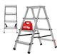 KADAX Huishoudladder, trapladder in 5 versies, vouwladder met draagvermogen tot 125 kg, inklapbare dubbelzijdige multifunctionele ladder, aluminium ladder met antislip voeten (4 treden)
