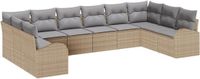 vidaXL Tuinbank Set 10-delig Beige en Lichtgrijs Polyrattan
