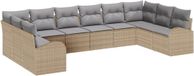 vidaXL Banc de jardin 10 pièces Beige et Gris clair Polyrotin