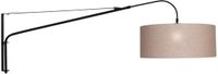 Steinhauer Zwarte wandlamp Elegant Classy 9324ZW met grijs linnen kap, metaal en textiel, uitschuifbaar, draaibaar en kantelbaar, voor binnen gebruik