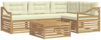 vidaXL Hoek loungeset 5-delig Wit en crème Polyester Inclusief tafel