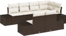 vidaXL Banc de jardin - Set - avec - coussin - 7 - pcs - Marron - et - crème - Poly - rotin