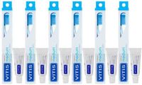Vitis - Tandenborstel + Mini Tandpasta Whitening - 6 x 1 stuk - Voordeelverpakking