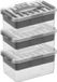 Sunware 3x Sunware Q-Line Storage Boxes with Compartments - 6L - 30x20x14cm - Transparent/Silver