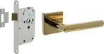 Intersteel Set de ferrures pour porte serrure à larder blanc avec poignée Bastian laiton titane PVD